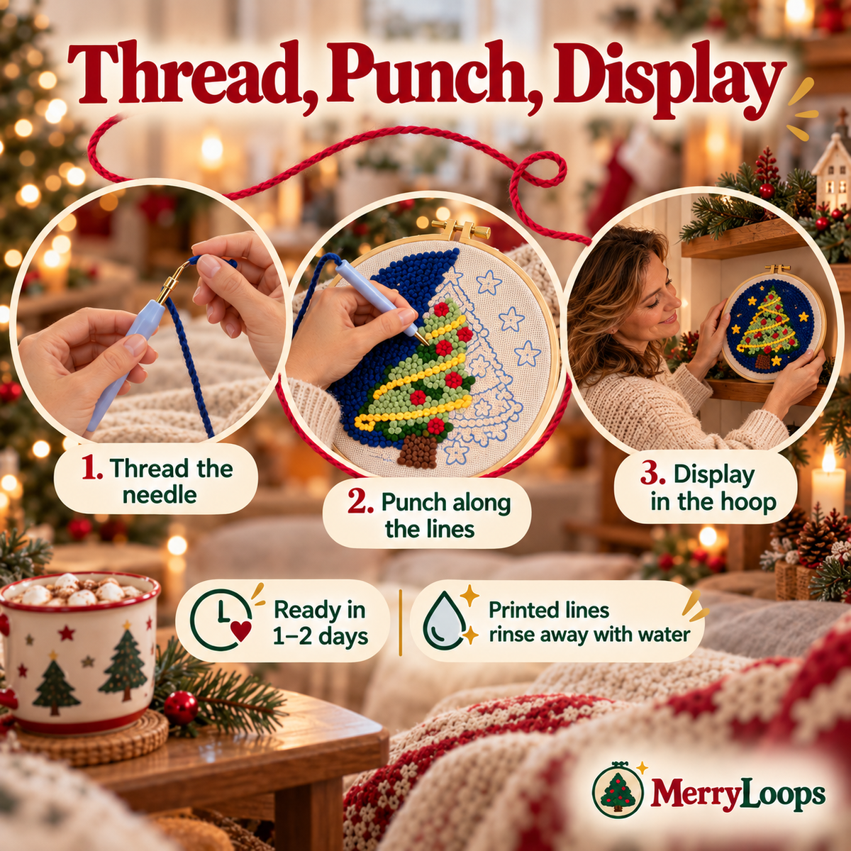 Christmas Punch Needle Kit for Beginners